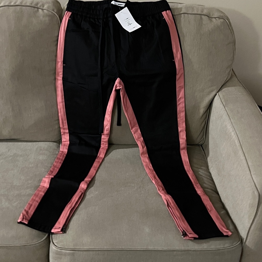 Fashion Nova Men  Black and Pink Joggers